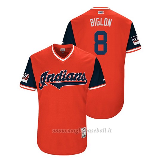 Maglia Baseball Uomo Cleveland Indians Lonnie Chisenhall 2018 Llws Players Weekend Biglon Rosso